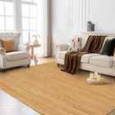 GRUHUM Jute Area Rug 8'x10'ft Natural Fiber Handwoven Solid Braided Farmhouse Rug Boho Reversible Durable Rustic Eco Friendly Large Carpet, Living Room Bedroom Dining Room Hallways Kitchen Entryway