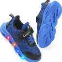 Cartoon LED Illuminated Sneakers for Outdoor Sports and Running with Breathable Design (9 Little Kid, Blue)