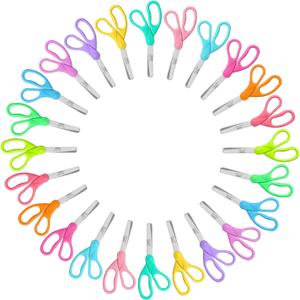 Mr. Pen- Kids Scissors Bulk, 5 Inch, 24 Pack, Bright Color, Stainless Steel Blades Comfort Grip Safety Scissors Bulk for Children Toodler Cutting Paper