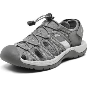 DREAM PAIRS Womens Closed Toe Hiking Summer Outdoor Sport Athletic Sandals (9, Grey)