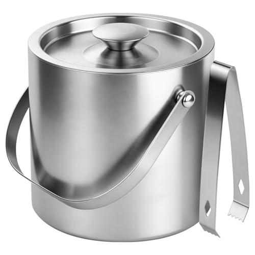 ChefBee Stainless Steel Ice Bucket - 3L Double-Wall Insulated Ice Buckets for Parties with Lid & Tongs, Large Champagne Wine Drink Container Holder, Ideal for Freezer Cocktail Home Bar Accessories