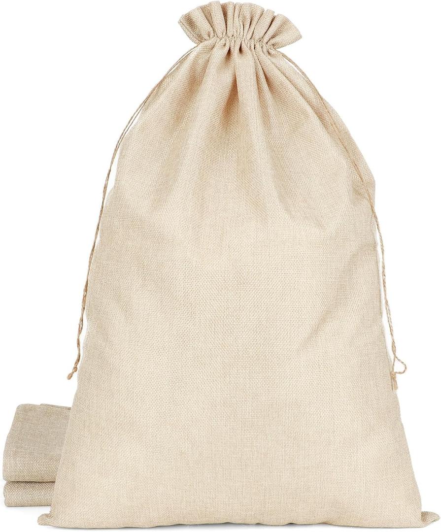 Tapleap Burlap Bags with Drawstring - 10Pcs 16x24 Original Sacks for Wrapping Gifts, Storage, Decoration, Gardening, Clothes, Seeds, Root Ball or Other Household Use