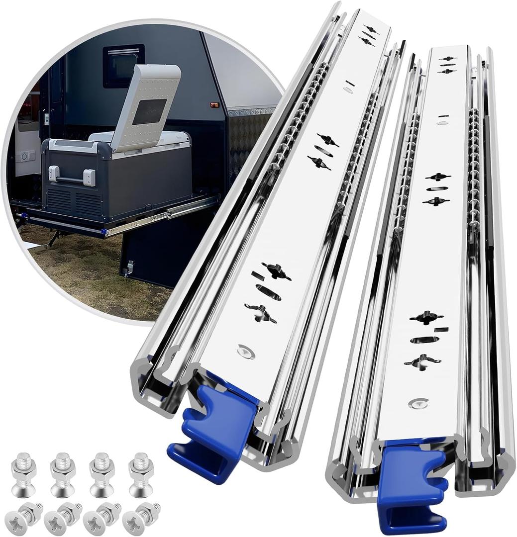 1 Pair Heavy Duty Drawer Slides with Lock 18 20 22 24 26 28 30 32 34 36 38 40 Inch 250 lb Load Capacity Side Mount Full Extension Ball Bearing Rail, 18 inch