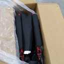 Medline Lightweight Foldable Transport Wheelchair with Handbrakes and 12-Inch Wheels, Red Frame, Black Upholstery