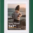 KINLINK 5x7 Picture Frame Green, Solid Wood Frame 5x7 with Acrylic Plexiglass for Pictures 4x6 With Mat,Tabletop and Wall Display, 5 x 7 Picture Frame Set of 1