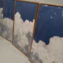 LHIUEM Large White Clouds Framed Canvas Wall Art Set Abstract Navy Blue Sky Natural Wall Decor Minimalist Modern Painting Artwork for Livingroom,Bedroom,Office Decor -24"x36"x3