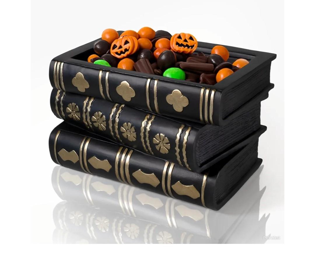 Books Halloween Decorations Indoor Gothic Decor Flower Pot Candy Bowl Snack Storage Box Dark Academia Bookshelf Decor for Book Lovers