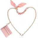 IMNEXT2U Phone Strap with Wallet for Women, Cellphone Landyard Crossbody Chain Silk Scraf Style - Pink