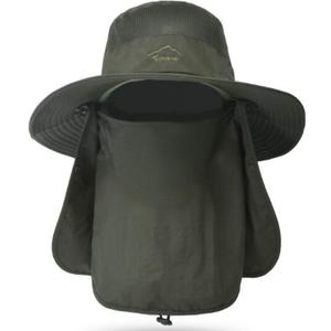 Fishing Hat for Men & Women, Outdoor UV Sun Protection Wide Brim Hat with Face Cover & Neck Flap (Medium, Army Green)