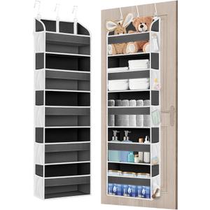 1 Pack Over The Door Organizer, Bathroom Organizers and Storage with 5 Pockets 10 Mesh Pockets, 50 lbs Weight Capacity Dorm Room Essentials for Girls Stuffed Animal Storage for Nursery (A Dark Gray)