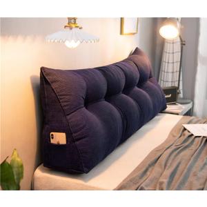 Triangular Wedge Headboard Pillows Twin XL Dorm Navy Blue Wedge Pillow for College Large Daybed Cushion with Side Pockets Removable Cover,39 * 20 * 8in