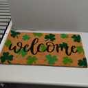 Whaline St. Patrick's Day Natural Coir Door Mat Gradient Green Shamrock Pattern Welcome Mat Non-Slip Lucky Clover Entrance Door Rugs for Irish Indoor Outdoor Home Bathroom Decor, 16.5 x 29 Inch