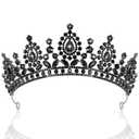 Aprince Black Crown and Tiara for Women Girls, Crystal Gothic Princess Tiara Queen Crown, Rhinestone Headbands Royal Diadem for Wedding Birthday Halloween Cosplay Prom Quinceanera Pageant Party Gifts