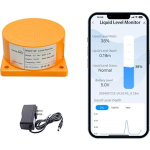 Moray Smart WiFi Water Level Sensor Water Tank Level Monitor Oil Tank Gauge Sensor , Automatic Alarm Indicator for Tuya Smart Life Mobile APP Smart Home Remote IP65 Waterproof (ME201W)