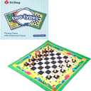2-in-1 Travel Game Set, Portable Chess and Flying Chess with 20-inch Foldable Chess Board, 48 Chess Pieces, Extra Dice and Sturdy Storage Bag, Travel Board Games for Kids and Adults