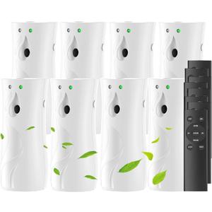 8-Pack Automatic Air Freshener Spray Dispenser with Remote Control,Wall Mounted/Free Standing for Commercial Use,Multiple Time Scent/Mist Release Settings for Room/Restroom (WHITE, standard)