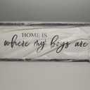 Home Is Where My Boys Are Wood Plaque Sign - 40 x15 Inch Rustic Wall Art for Living Room, Bedroom, Farmhouse Wall Decoration, Ready to Hang Family Decor (Black)