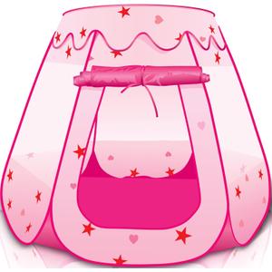 ArtCreativity Pop Up Princess Tent, Kids Playhouse Tent with a Carry Bag, Foldable Pink Princess Ball Pit for Girls 1,2 3,4 Year Old Birthday, Indoor & Outdoor Play House for Kids
