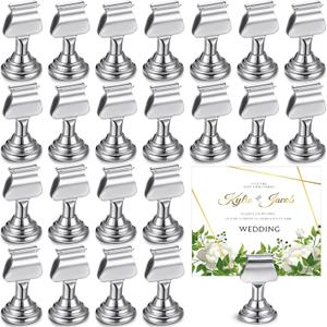 Kathfly Wedding Table Number Holders 1.7 Inch Metal Silver Mini Place Card Holders Bulk Harp-clip Table Sign Stands Card Holder Display Picture Memo Notes Menu for Restaurants Birthday Decor