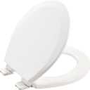 Wood Toilet Seat, Slow Close, High Gloss Finish, Premium Moulded Wood, White, PIKLiDS (Round)