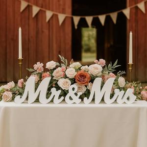 Mr & Mrs Sign for Wedding Table, Wedding Decorations for Reception, Large Wooden Letters Centerpieces Decor for Sweetheart Table, Ceremony, Anniversary, Party and Valentine's Day(White)