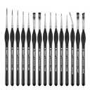 PANDAFLY Detail Paint Brushes Set, 15pcs Miniature Brushes for Fine Detailing & Art Painting - Acrylic, Oil, Watercolors & Paint by Number, Models, Face, Nail, Craft
