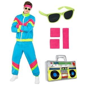 Morph Neon 80s Track Suit Mens 80s Costumes For Men, 1980s Costume For Women, Halloween Costumes For Adults Tracksuits 90s M
(Medium)