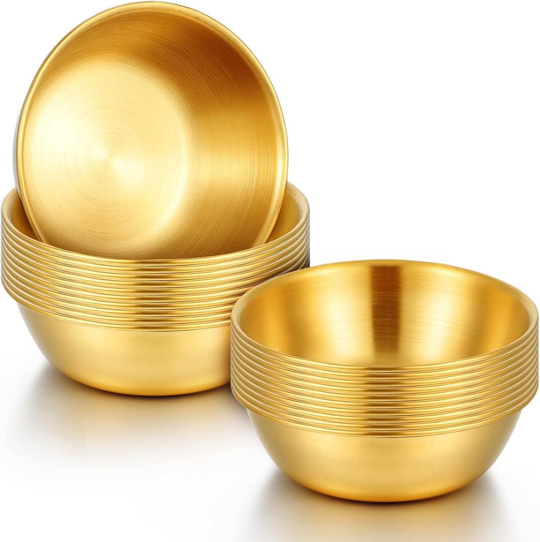 Kifmurase 20Pcs Stainless Steel Sauce Dishes, 3.2inch Mini Individual Saucers Bowls, Round Seasoning Dishes, Sushi Dipping Bowl, Appetizer Plates for Sushi, Dessert, Tomato Sauce, Soy