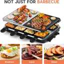 Voohek Raclette Grill Indoor Grills Electric Smokeless Korean BBQ Grill Table, 2 in 1 Nonstick Plate & Cooking Stone with Raclette Cheese Pans &Spatula, Griddle Adjustable Temperature 1300W Home Party