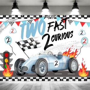 Two Fast Birthday Decorations Two Fast Birthday Backdrop Race Car Photo Background for Boys 2nd Birthday Decoration for Boys Red Car 2nd Second Birthday Background for Kids Party Supplies