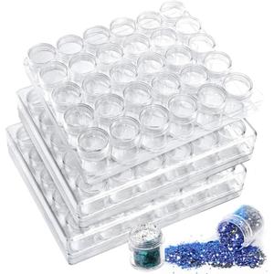 ZOENHOU 3 Pack 30 Jars Diamond Painting Storage Containers, Embroidery Diamond Storage Box Beads Organizer Case with Lid Clear Nail Art Accessories with 2 PCS Label Stickers for Jewelry DIY