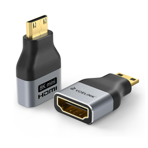 VCE Mini HDMI to HDMI Adapter, 8K@60Hz/4K@120Hz UHD Converter with GoldPlated Connectors and Alloy Housing 48Gbps HDMI 2.1 for Camera, Tablet, Laptop to TV, Monitor, Projector