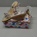 Bieosnli Women's Satin Lace Up High Heel Sandals Ankle Buckle Straps Pump Rhinestone Strip Bowknot Pointed Toe Stiletto Sandals, 7.5