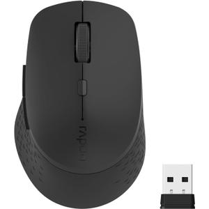 Rapoo M300G Silent Wireless Mouse, Bluetooth for Laptop, 2.4GHz With USB Receiver, 2400 Adjustable DPI Optical Tracking, 1 Year Battery Life, Compatible With PC, Matte Black