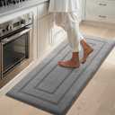 GRANNY SAYS Kitchen Mats for Floor, 47 x 20, Kitchen Rugs Non Slip Washable, Thick Runner Rugs Floor Mats for Sink, Laundry, Long Kitchen Carpet Non Skid, Grey (1'6" x 3'11" (47" x 20"))