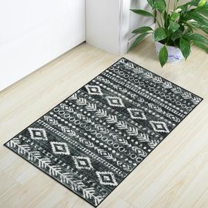Lahome Moroccan Small Rug 2x3, Black and White Non-Slip Washable Indoor Front Door Mat with Rubber Backing, Low-Profile Modern Farmhouse Boho Area Rug for Entryway Bathroom Kitchen Decor Varena