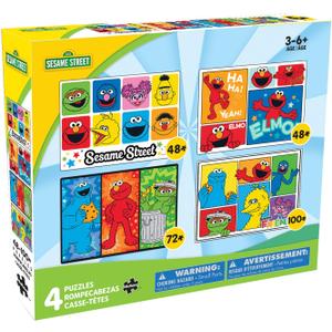 Buffalo Games - Sesame Workshop - 4 X 1 Kids Multipack - Sesame Street - Multiple Jigsaw Puzzles for Kids- Challenging Puzzle Perfect for Game Nights - Finished Size Varies