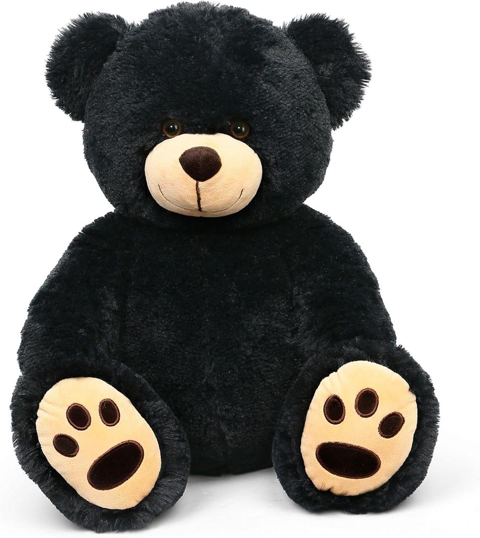 LotFancy Teddy Bear Stuffed Animals, 20 inch Soft Cuddly Plush Black Bear, Cute Plush Toy with Footprints, Gift for Kids Baby Toddlers on Baby Shower, Birthday, Christmas, Easter Decoration