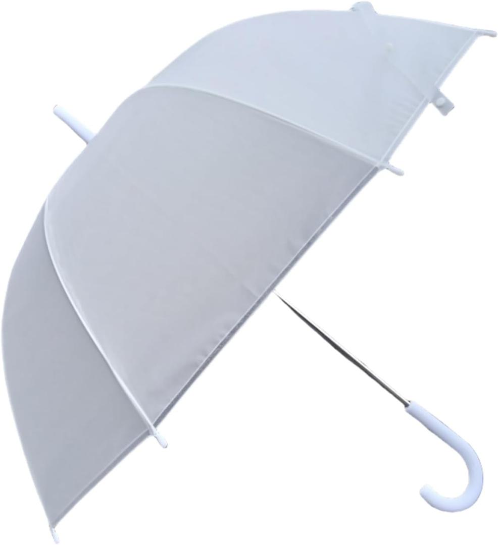 Clear Bubble Umbrella  See Through, Rain & Windproof Umbrella for Weddings, Prom, Graduation and Outdoor Events - Automatic Open, Crook Handle, Clear Dome (Pure white)