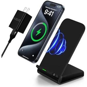 Samsung Wireless Charger Fast Charging Stand Desk Phone Charger Stand Android Charging Station for Samsung Galaxy S24 Ultra S24+ S24 S23 FE S22 S21 S20 S10 S9 S8,iPhone 15 Pro Max Plus 14 with Adapter