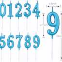 PHD CAKE 10-Pieces Blue Numeral Birthday Candles, Cake Numeral Candles Number 0-9 Glitter Cake Topper Decoration for Birthday,Wedding Anniversary,Party Celebration