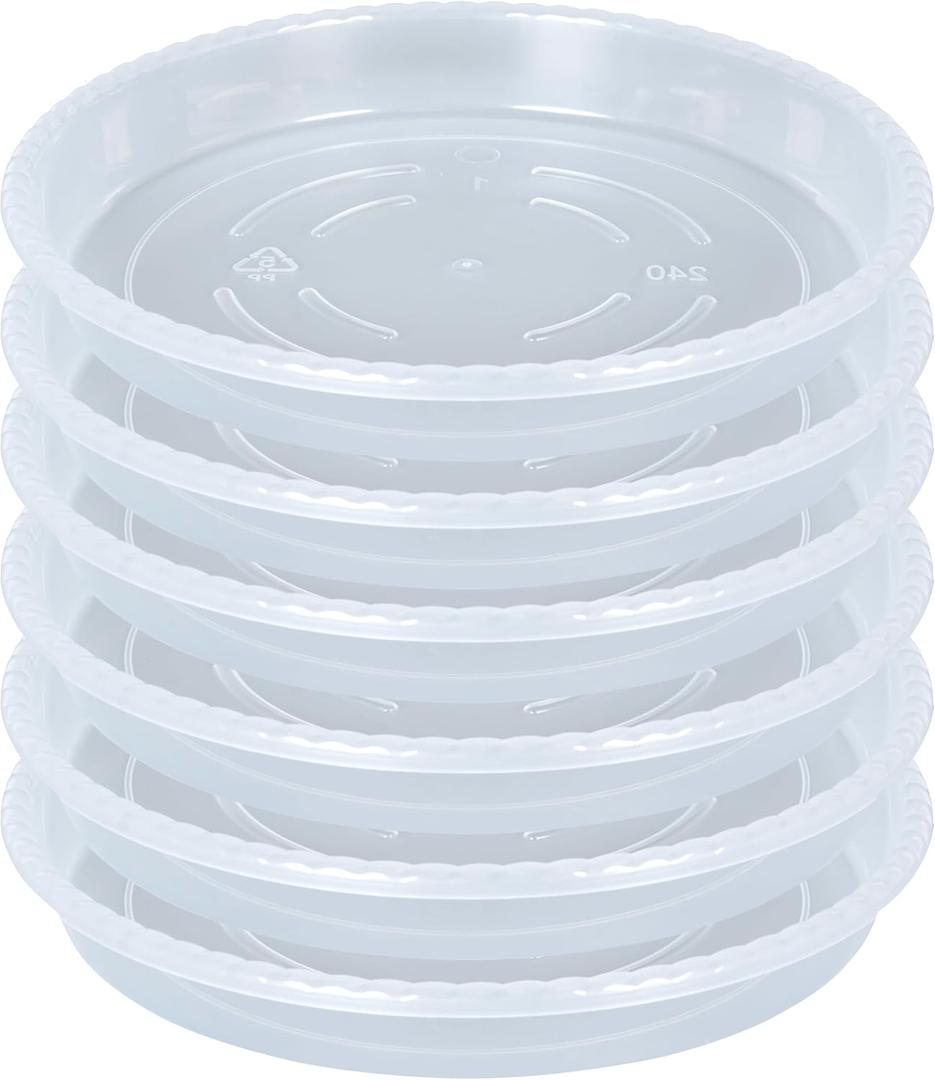 Plant Saucer 6 Pack of 12 inch, Clear Plastic Flower Plant Pot Saucer, Heavy Duty Plant Drip Trays Saucers for Indoor, Plant Water Tray for Planters