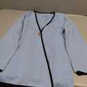 Saodimallsu Womens V Neck Cardigan Sweaters Long Sleeve Button Dressy Casual Color Block Knit Sweater Blazer (L, Sky Blue)