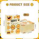 Kolldenn 25 Pcs Happy to See You Gift Bags with Handles Yellow Smile Face Favor Bags Bulk Welcome Guest Gifts Funny Happy Face Party Supplies for First Birthday Baby Shower Party Decorations, 1 Count