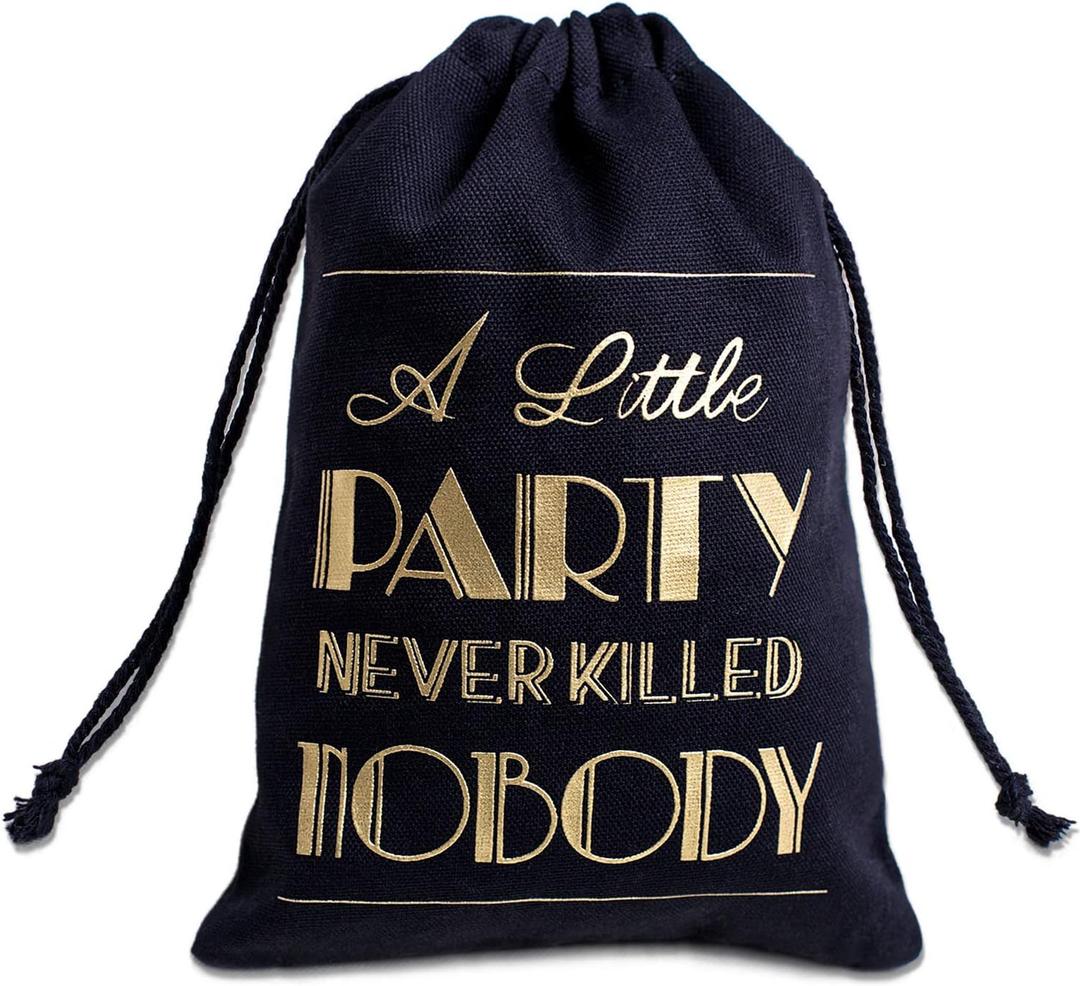 Letjolt Hangover Kit Bags Adult Party Favors Bachelor Bachelorette Supplies 21st Birthday 1920s Party 5x7 Inches, Black Set 10