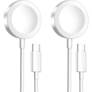 xiwxi Magnetic Charging Cable for Apple Watch Charger,[2Pack USB C+USB C] Wireless iWatch Charger Cables Compatible with iWatch Series Ultra/10/9/8/7/6/SE/SE2/5/4/3/2[3.3FT/1M],Black[3.3FT/1M],White