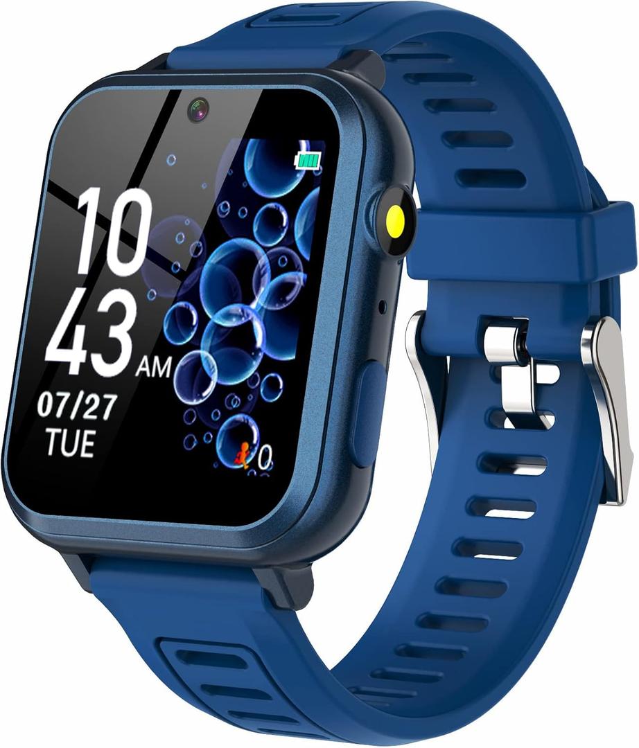 Phyulls Smart Watch for Kids with 39 Games Alarm Clock, Touchscreen, Calendaring Camera Music Player Time Display Video & Audio Recording, Toys for 3-12 Years Old Boys, Blue 
