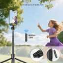 TONEOF 68" Magnetic Selfie Stick Tripod with Aluminum Strong Magnetic Holder for Magsafe, 360 Rotatable Travel Phone Tripod Stand with Metal Ring & Rechargeable Remote for iPhone/AndroidBlack
