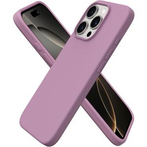 ORNARTO Compatible with iPhone 16 Pro Case 6.3", Slim Liquid Silicone 3 Layers Soft Gel Rubber Shockproof Protective Cover with Anti-Scratch Microfiber Lining-Lilac Purple