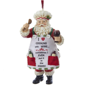 Kurt Adler 5" Santa Chef with Wine Resin Ornament